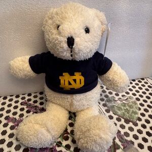 Cream Teddy Bear with Navy and Gold Shirt